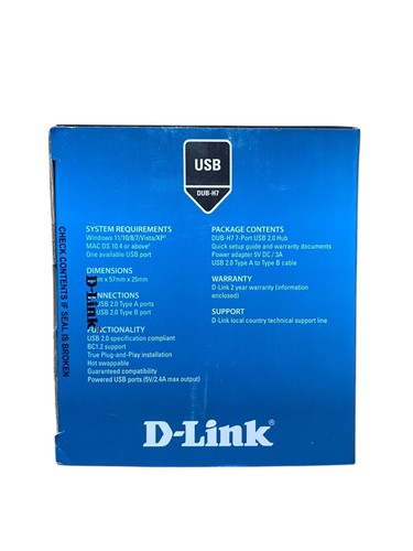 D-Link DUB-H7 Hi-Speed USB 2.0 7-Port Hub - Black - Picture 5 of 14