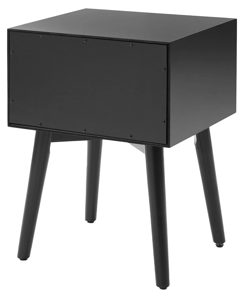 Mesa auxiliar de mesita de noche Landon con cajón, negro mate Foto 3 de 4