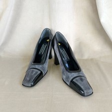 Vintage J. Renee Black and Gray Leather and Suede Heels Pumps