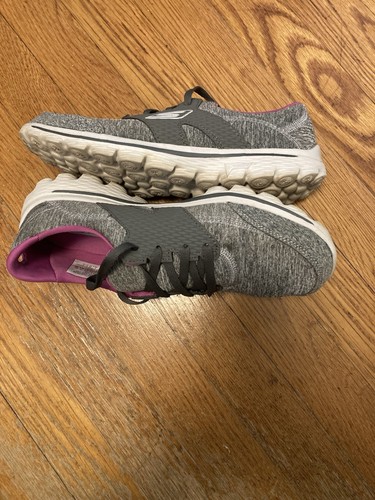 Skechers Go Walk 2 Sneakers Lace Up Gray & Pink Style 13951 Women US Size 8.5 - Picture 3 of 5
