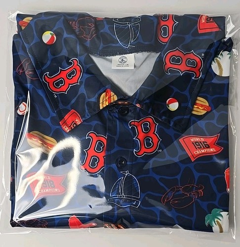 Camicia Boston Red Sox XL blu con bottoni manica corta stile hawaiano - Foto 16 di 16