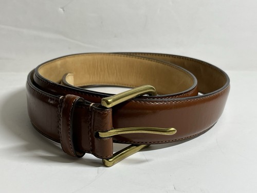 Cole Haan Herren eleganter Gürtel Größe 34 Whiskeybraun Leder Messingschnalle CHRm31025