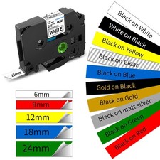For Brother P-Touch Label Tape Laminated Tze Tape 24mm/18mm/12mm/9mm/6mm