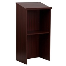 Adir Wooden Podium Stand - Speaking Podium with Storage Shelf, Hostess Stand ...