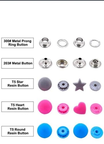280 Sets Plastic T5 Snaps Buttons , 40 Sets Metal Snaps No-Sew Button with Plier - Picture 3 of 8