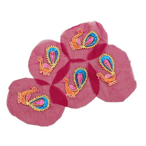 Indian Vintage 5 Pcs Rare Appliques Maroon Georgette Applique VERY OLD ANTIQUE - Picture 6 of 6