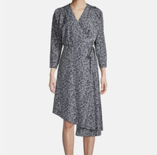 Joie Gray Leopard Print Asymmetric Wrap Dress - size Medium