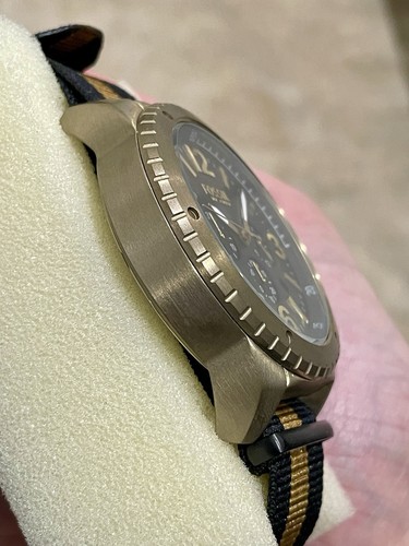 Fossil DE5006 Men’s Chronograph Watch Large Numbers Nylon Strap Bronze Case - Picture 3 of 6