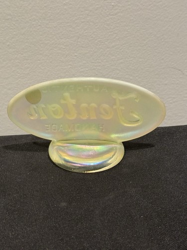 Fenton Topas Vaseline opalisierendes Uranglas Händlerschild - Bild 3 von 3