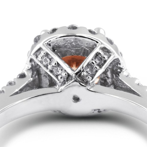 1.48ct Red SI1 Round Earth Mined Certified Diamonds 18k Halo Side Stone Ring - Picture 6 of 10