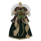 Northlight 18" Red Green Angel in a Dress Christmas Tree Topper Holly Berries