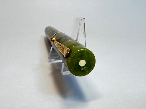 1920 Sheaffer Flat Top Slender Full Size 14k Feder Füllfederhalter Jadegrün Marmoriert - Bild 9 von 20