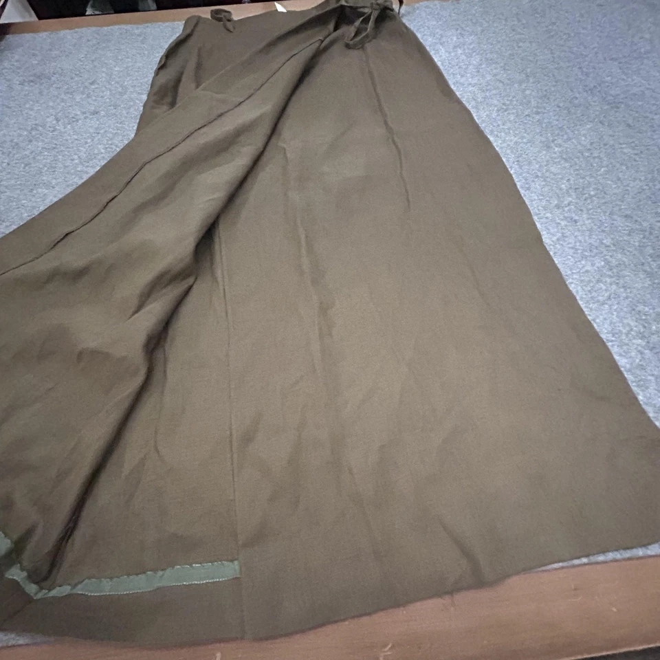 Юбка женская Jones New York 12 оливково-зеленая с завязками на талии 100% лен миди трапециевидная - Изображение 2 из 4