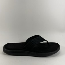 Teva Voya Canvas Flip Flops Womens Size 7 Black Sandals Beach Pool Comfort