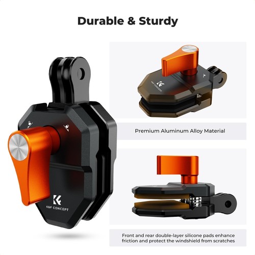 K&F Concept Motorcycle Windshield Clip Mount for GoPro Hero 13/12/11/10/9 Black - Picture 3 of 7