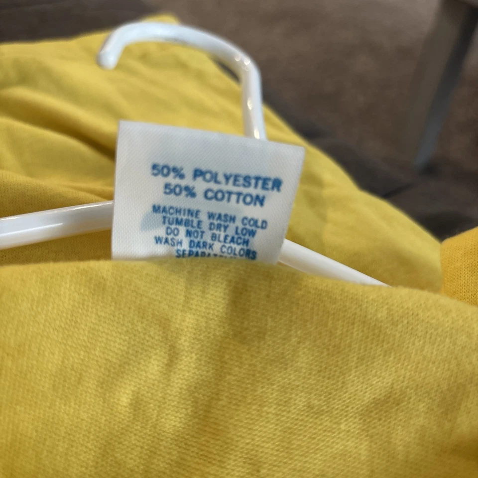 Новый винтажный 80-х неиспользованный запас желтый синий Adidas трилистник двусторонняя футболка большой - Изображение 4 из 4