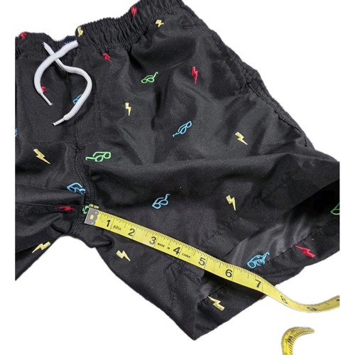 Boys Large TRUNKS SURF & SWIM Black with Embroidered Detail Swimming Shorts - Picture 5 of 10