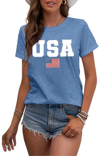 American Flag Shirts for Women 4th of July T-Shirt USA Print Patriotic Shirt ... - Picture 5 of 6