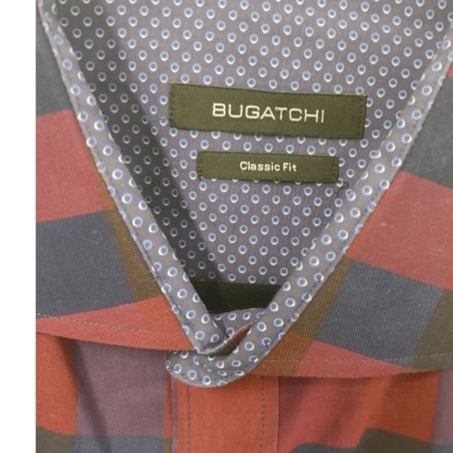 Bugatchi Herren Hemd Classic Fit Langarm Knopfleiste XXL weinrot blau 2XL - Bild 2 von 6