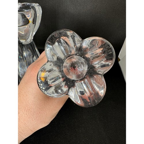 Baccarat France Diomede Clover Crystal Candle Stick Holders Pair - Picture 3 of 4