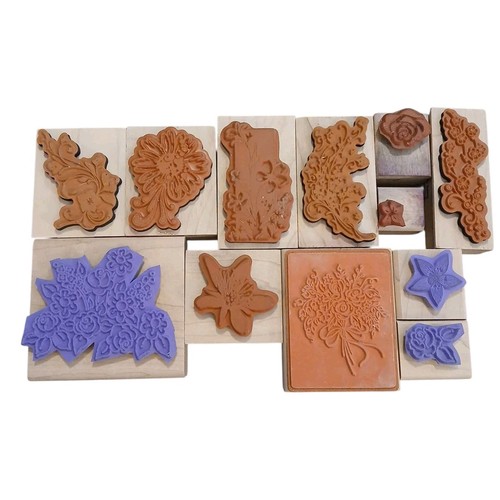 Juego De Colección De 12 Estampillas De Goma De Madera Inkadinkado Tema De Flores Estampadas - Imagen 14 de 14