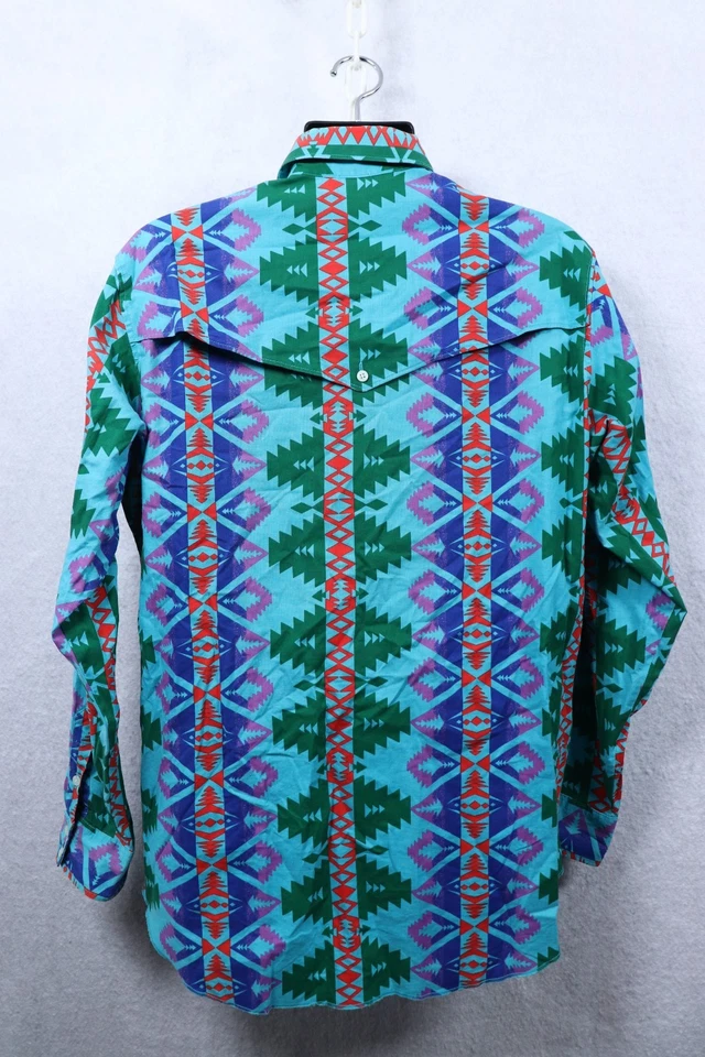 VTG Wrangler Brushpopper 17x35 Western Aztec Cowboy Rodeo 90s - Image 4 of 4