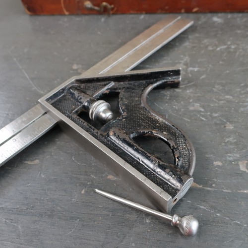 Early Vintage Boxed Starrett Combination Square Angle Set - Pat 1883 - Foto 7 di 16
