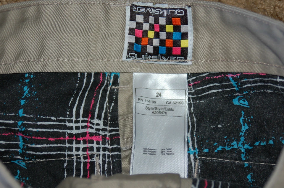 NWT Boys Quiksilver Brown Twill Flat Front Skate Pants Size 24 Very Nice LQQK! - Image 4 of 4
