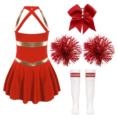Kid Girl Dresses Letter Print Costume Hollow Back Cheer Leader Party Outfits - Picture 78 of 141