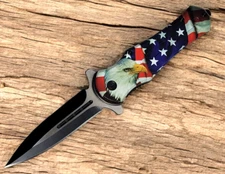 American Eagle Dagger Style Spring Assisted Open Folding Pocket Knife