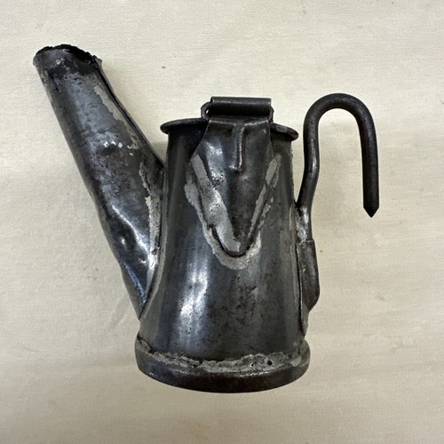WORKING Antique Tin Teapot Coal Miner's Helmet Lamp ~ See Flame In The Pictures - Picture 5 of 12