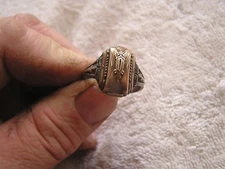 Vintage 1945 Silver Class Ring HJCO Art Deco Style Size 10.5