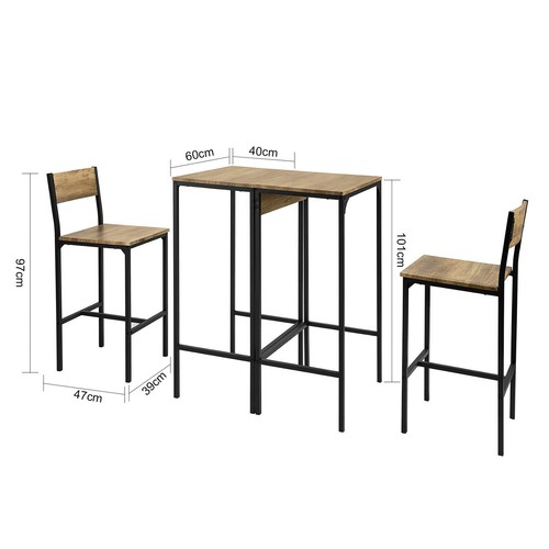 SoBuy Agotado 4 Piezas Mesa de Bar con Sillas Mesa de Bistró Mesa de Pie OGT42-F - Imagen 4 de 8