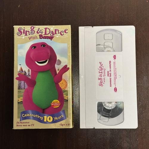 Barney VHS Sing and Dance With Barney Celebrating 10 Years White Vintage (1999)