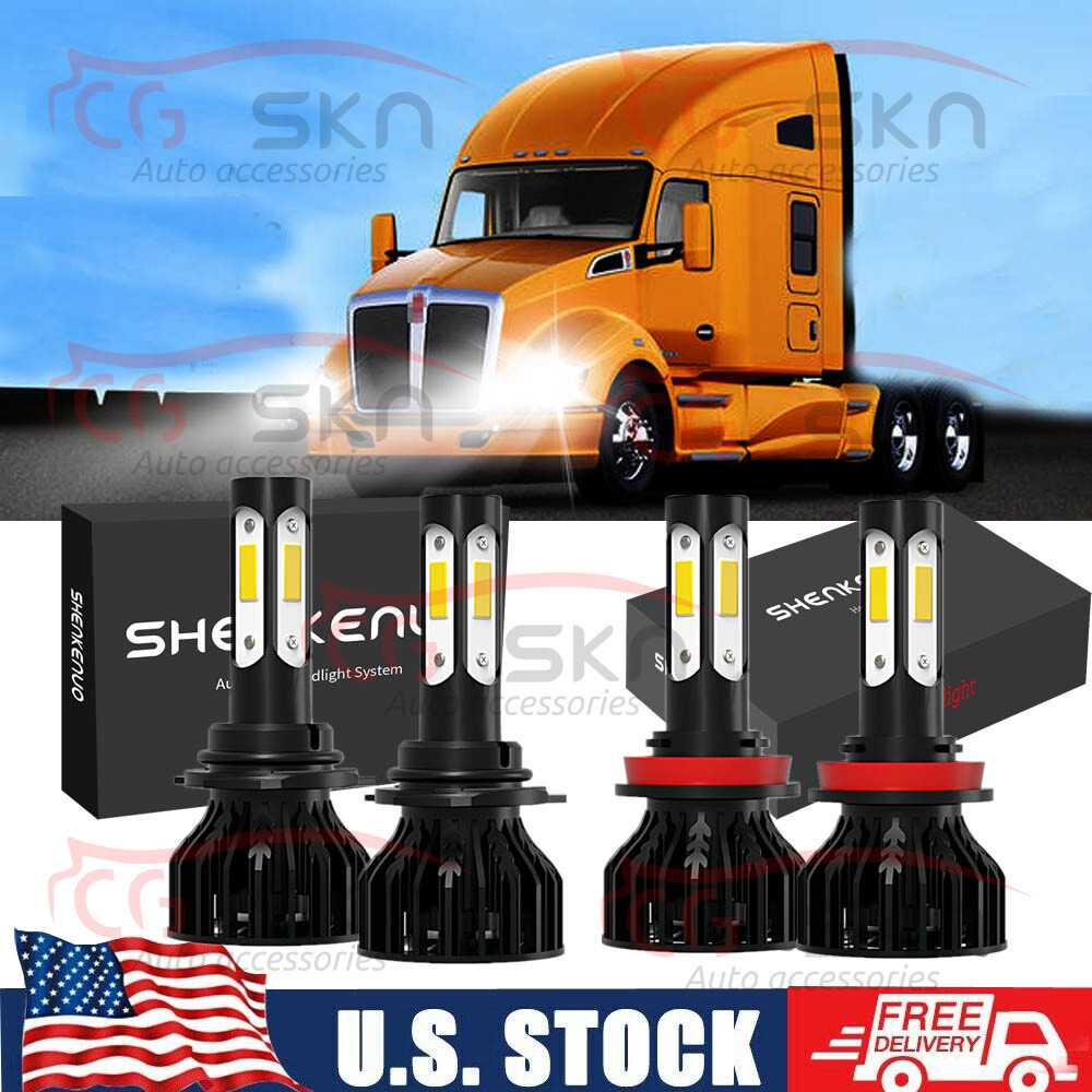 For Kenworth T680 T880 20132019 4PC LED Headlight Kit Bulbs High