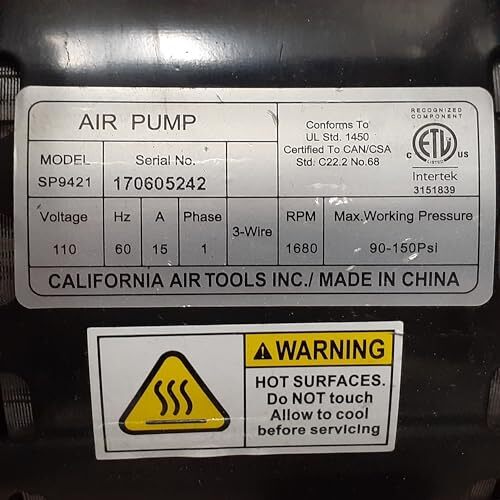 California Air Tools SP-9421 2.0HP Ultra Quiet and Oil-Free Air Compressor Motor - Picture 3 of 7