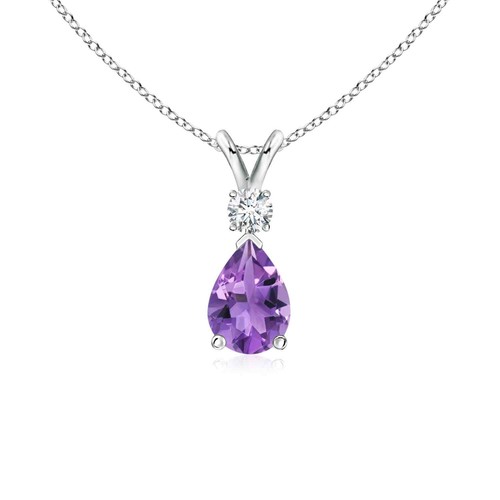 ANGARA 0.67Ct Natural Amethyst Pendant Necklace With Diamond for Women in Silver - Picture 1 of 49
