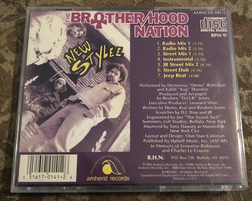 THE BROTHERHOOD NATION ‘NEW STYLEE’ 1992 PROMO CD SINGLE - Picture 2 of 2