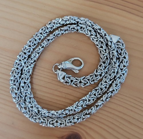 Sterling Silver 925 Byzantine Necklace Italy Signed 2205 AR 18.5" - 第 1/6 張圖片
