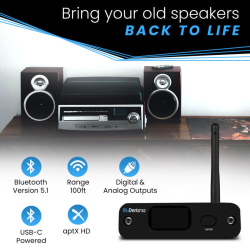Receptor de música BluDento B2 True Hi-Fi aptX HD LDAC Bluetooth v5.1 ESS DAC - Imagen 3 de 12