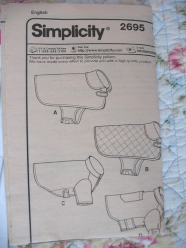 Simplicity 2695 Go Green Sew Pattern DOG COATS recycled in 3 sizes XS-M 4-31 LBS - Picture 2 of 7