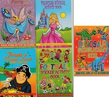 10 x Assorted Sticker Activity Puzzle Books A6  Kids Party Bags Birthday School