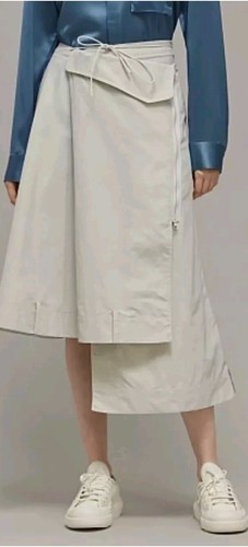 Mujer Adidas Y-3 Yohji Yamamoto Arrugado Asimétrico Falda Gris Crema Talla Med. - Imagen 5 de 9