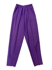 Vintage Purple Pull on Women's Tapered Legs Pants Size S High Waisted USA Made