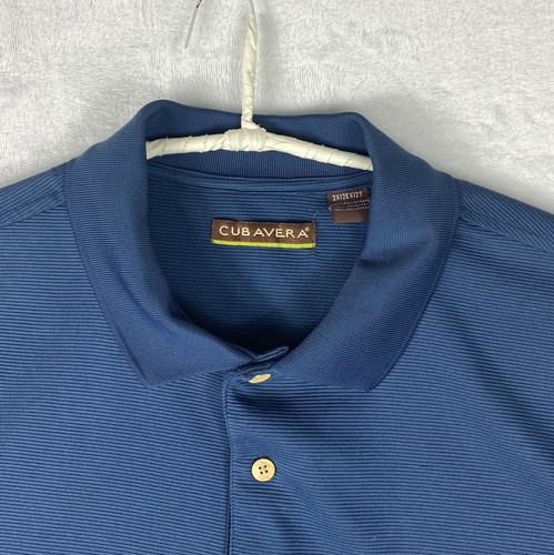 Clearance Cubavera Shirt Men 2XL Blue 100% Polyester Short Sleeve Pineapple Logo - Picture 4 of 10