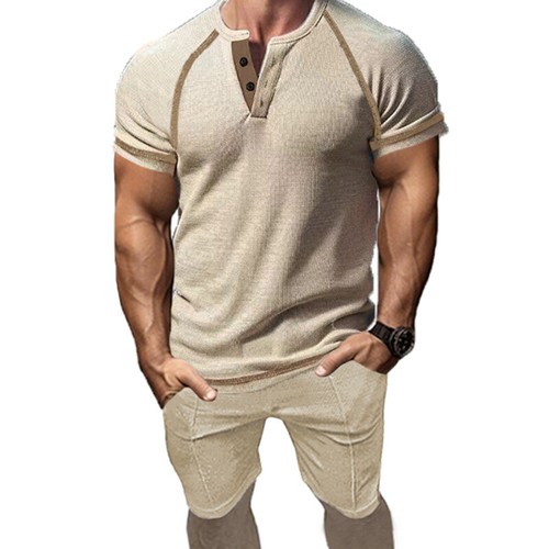 Men Summer Outfit 2-Piece Sport Set Short Sleeve T-Shirt + Shorts Suit Sweatsuit - Picture 19 of 24