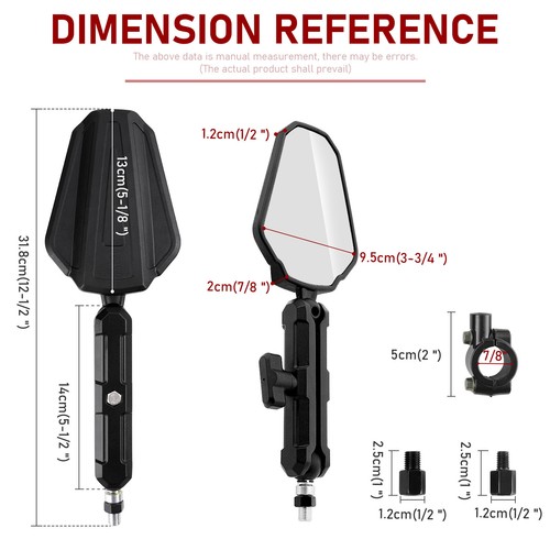 Adventure Motorcycle Mirrors 7/8" Handlebar Mount For Polaris Sportsman 570 ATV - Picture 2 of 13