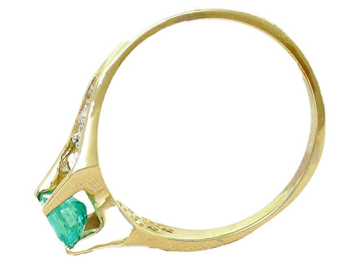 Ring 14 Karat Gelbgold Smaragdschliff Smaragd und Diamant - Bild 4 von 9