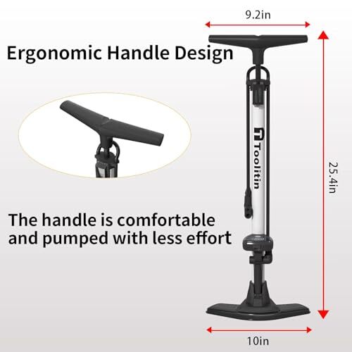 TOOLITIN Floor Bicycle Pump with Gauge,160 Psi High Assorted Styles - Picture 27 of 53