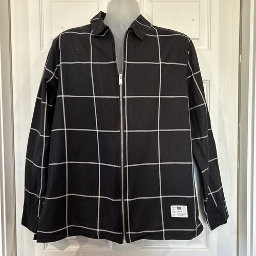 Bershka Zip Up Lightweight Shirt Shacket Black Casual Untucked Men's M - Picture 1 of 12
